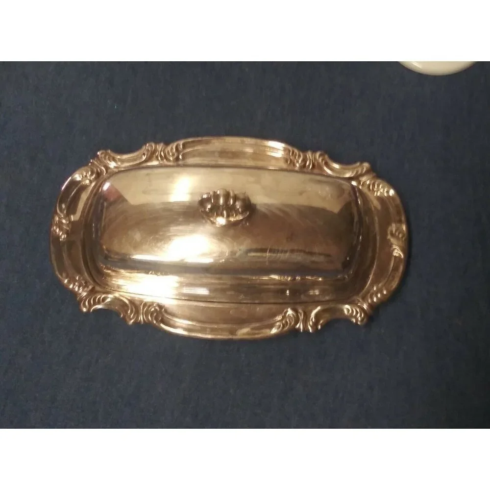 Vintage Gorham Butter Dish Silver plated quarter lb Scroll pattern YC1760 EUC